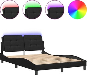 vidaXL fekete ágykeret LED-ekkel matrac nélkül Zadar 140 x 200 cm