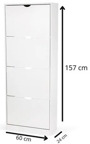 Pramino 4 Lenyíló Ajtós Cipősszekrény Fehér N