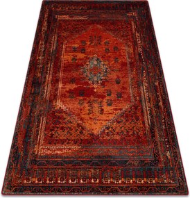 Omega Szőnyeg 66x100 Mistik piros Rozetta Keret Klasszikus Gyapjú #OM233