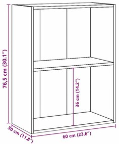 2 szintes betonszürke forgácslap könyvszekrény 60x30x76,5 cm
