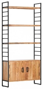 4-szintes tömör akácfa könyvespolc 80 x 30 x 180 cm