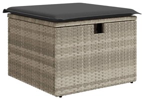 Világosszürke polyrattan kerti szék párnával 55 x 55 x 37 cm