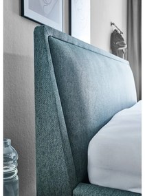 Zöld-kék kárpitozott franciaágy tárolóhellyel ágyráccsal 180x200 cm Frieda – Meise Möbel