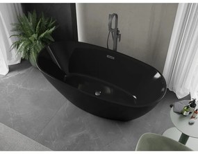 Mexen Eris, szabadon álló kád 170 x 80 cm, fekete, polírozott grafit túlfolyó, 53441708070-95