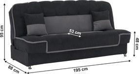 Kinyitható dívány, sötétszürke/világosszürke, PERSI