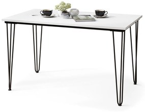 Asztal Glendale 104Matt fehér, Fekete, 75x70x120cm, Laminált forgácslap, Fém