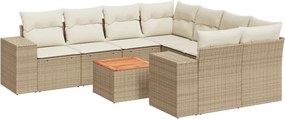 vidaXL 9 részes bézs polyrattan kerti ülőgarnitúra párnákkal