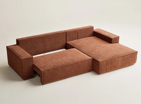 Rézszínű zsenília kinyitható-tárolóhelyes sarokkanapé (jobb oldali-heverő résszel) Maze – Maison de Rêve