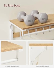 Fali ruhafogas polccal, tölgy szín–fehér