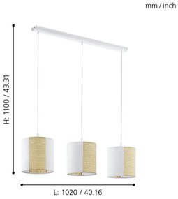 Eglo 43402 - Csillár zsinóron ARNHEM 3xE27/40W/230V