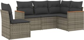 vidaXL 5 részes szürke polyrattan kerti ülőgarnitúra párnákkal