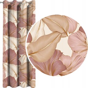 Sötétítő velúr függöny Nagy Levelek púderrózsaszín bézs 140x250