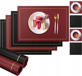 Szett 8X Asztal Alátét Tányér Bőr Vízálló Kicsi És Nagy