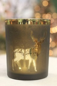 Arany-barna üveg gyertyatartó Erdő 12cm