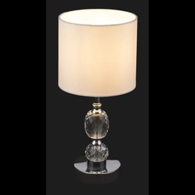 Globo 24136T Asztali lámpa króm, textil fehér, üveg-kristály, áttetsző, kapcsolóval, Ø:210, M:470, izzó nélkül 1xE14 40W 230V