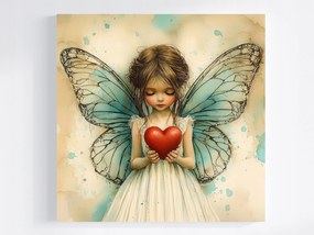 Canvas Vászonkép Kislány Tündér Boszorkány Angyal Szív 40x40