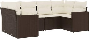 vidaXL 6 részes barna polyrattan kerti ülőgarnitúra párnával