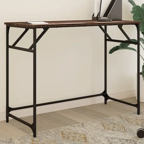 barna tölgy szerelt fa és porszórt acél íróasztal 100x45x76 cm