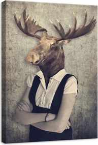 Vászonkép 50x70 Antropomorfizmus jávorszarvas szürrealizmus irónia melankólia állat művészet