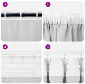 Függönyök függönyökkel 2 pcs Világosszürke 175x140cm Poliészter