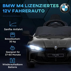 AIYAPLAY Elektromos gyerekautó BMW M4, hang és fény, 3-5 km/h, távirányítóval, fekete