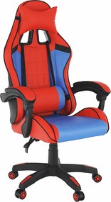 Irodai/gamer szék, kék/piros, SPIDEX NEW