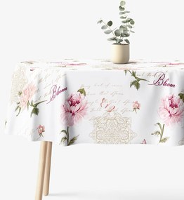 Goldea ovális pamut terítő - pünkösdirózsa mintás 120 x 200 cm