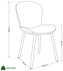 MAZZONI EXPORT FIORA Zöld (Apia 352 szövet) / fekete váz – MODERN KÁRPITOZOTT CHENILLE SZÉK NAPPALIBA/ÉTKEZŐBE