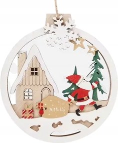 Karácsonyfadísz medál, fa, karácsonyfa, átm. 11 cm Mikulás