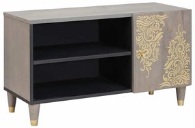 TV szekrény Szürke és Arany 80 x 31.5 x 46 cm Tömör mangófa