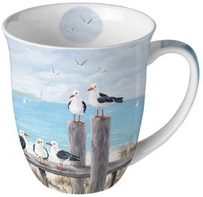 Nyári porcelán bögre 400 ml Sirályok a dokkon