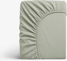Goldea jersey gumis lepedő - zsálya színű 90 x 200 cm