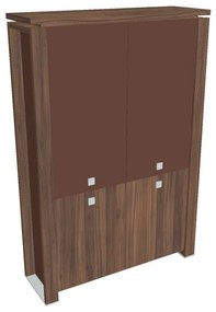 Verno+ S magas szekrény 140 x 46 x 210 cm, kombinált ajtó, dió / barna