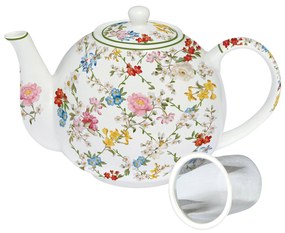 Virág mintás porcelán teáskanna szűrővel 1000 ml Garden Dreams