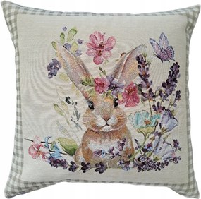 Húsvéti párnahuzat 45x45 cm gobelin dekorációs nyuszi pasztell