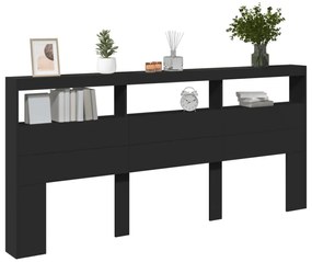 fekete áthidalószekrény LED-világítással 220 x 17 x 102 cm