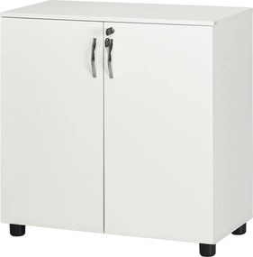 Vinsetto Többcélú Irodai Szekrény Zárral, 2-ajtós Dokumentumtároló Szekrény Belső Polccal, Fa, Fehér, 80x40x80cm | Aosom