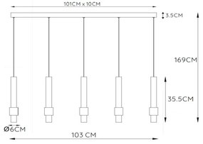 Lucide 24402/30/30 -LED Dimmelhető csillár zsinóron MARGARY 5xLED/4,2W/230V fekete