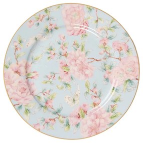 Vintage virág mintás porcelán desszertes tányér kék rózsaszín Ø 20 CM