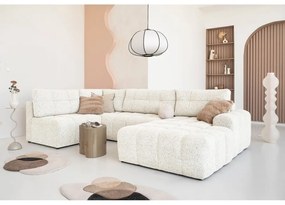 Krémszínű kinyitható tárolóhelyes moduláris sarokkanapé (bal oldali) Lulu – Miuform