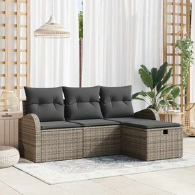Kerti Kanapé Szett 4 pcs Szürke 179 x 117 x 85 cm Poli rattan