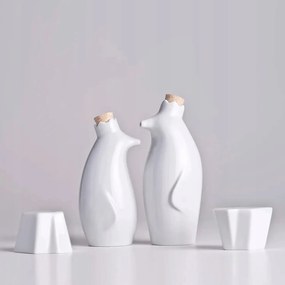 Penguin King Szett olíva /ecet só fehér porcelán bors Holaria
