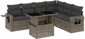 vidaXL 7 részes szürke polyrattan kerti ülőgarnitúra párnákkal