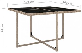 9 részes bézs polyrattan kültéri étkezőszett párnákkal