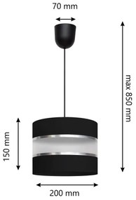 Csillár zsinóron HELEN 1xE27/15W/230V fekete
