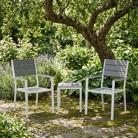 Kerti szék, MultiGarden YC-051KD-4-5, fehér/sötétszürke, 54,5 x 52 x 89 cm, acél keret, HDPE ülő- és háttámla, 150 kg teherbírás, 2 db-os szett