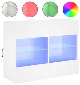 fehér falra szerelhető TV-szekrény LED-lámpákkal 78,5x30x60,5cm