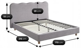 Kárpitozott Franciaágy Szürke Színben. 160x200 IZMIR