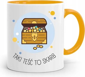 Sárga Bögre Az Apósnak Egy Ilyen Após Kincs Ajándék fényképes nyomtatással