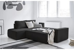 Antracitszürke kordbársony kinyitható sarokkanapé (bal oldali) Brave Dave – Miuform